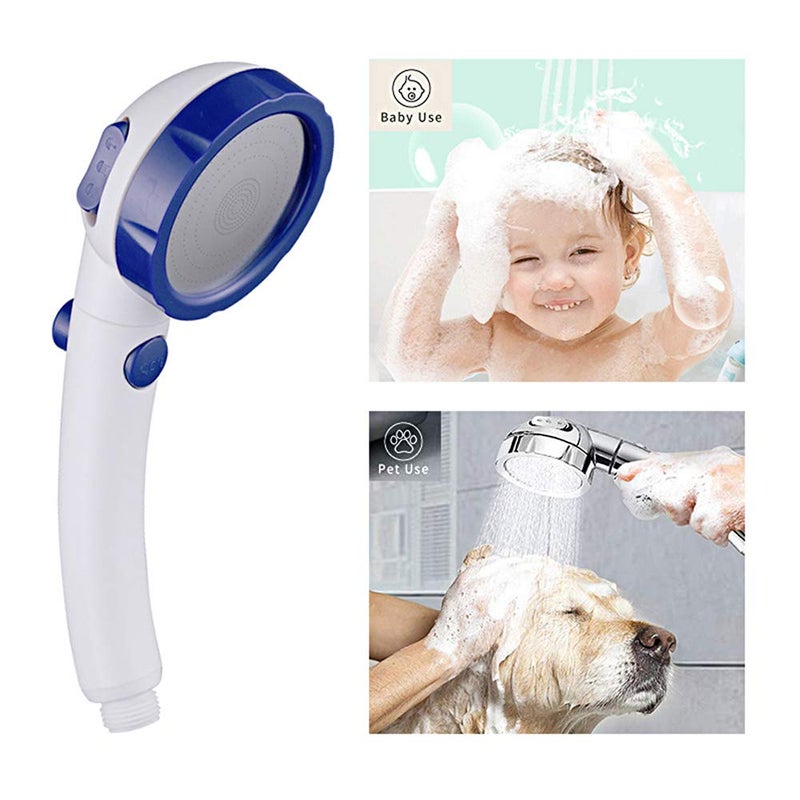 KAIYING Drill-Free High Pressure Handheld Shower Head with ON/OFF Pause Switch 3 Spray Modes Water Saving Showerhead, Detachable Shower-Head, (H:Shower Head (White & Blue)+Bracket+Hose) - Image 4